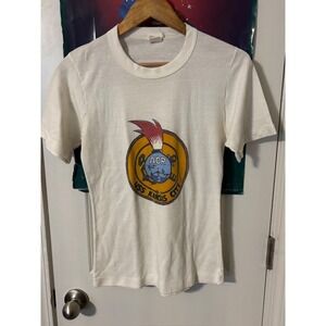 Vintage USS Kansas City AOR-3 US Navy T-Shirt White Single Stitch 70s Small